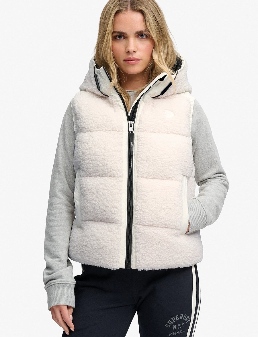Superdry - BORG BAFFLE GILET - chalk white - 0