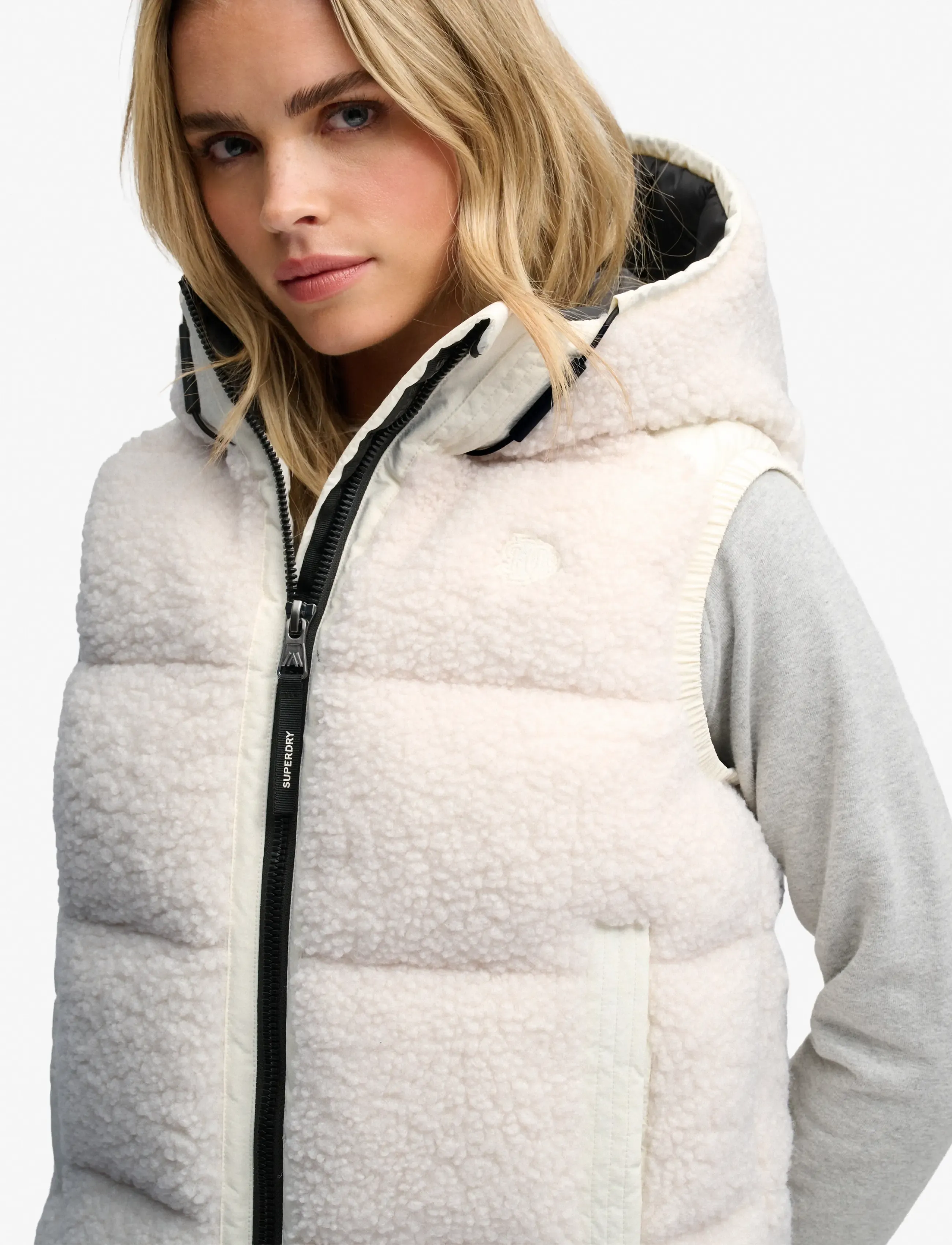Superdry - BORG BAFFLE GILET - chalk white - 4