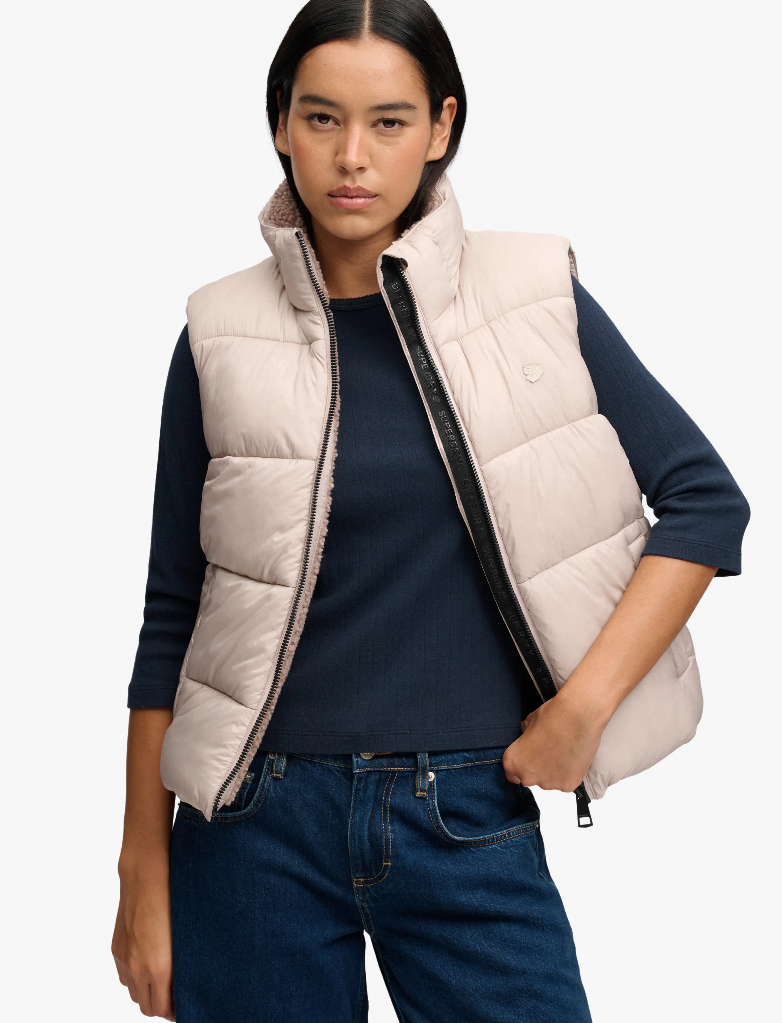Superdry BORG LINED GILET - Veste - MUSHROOM BEIGE / beige