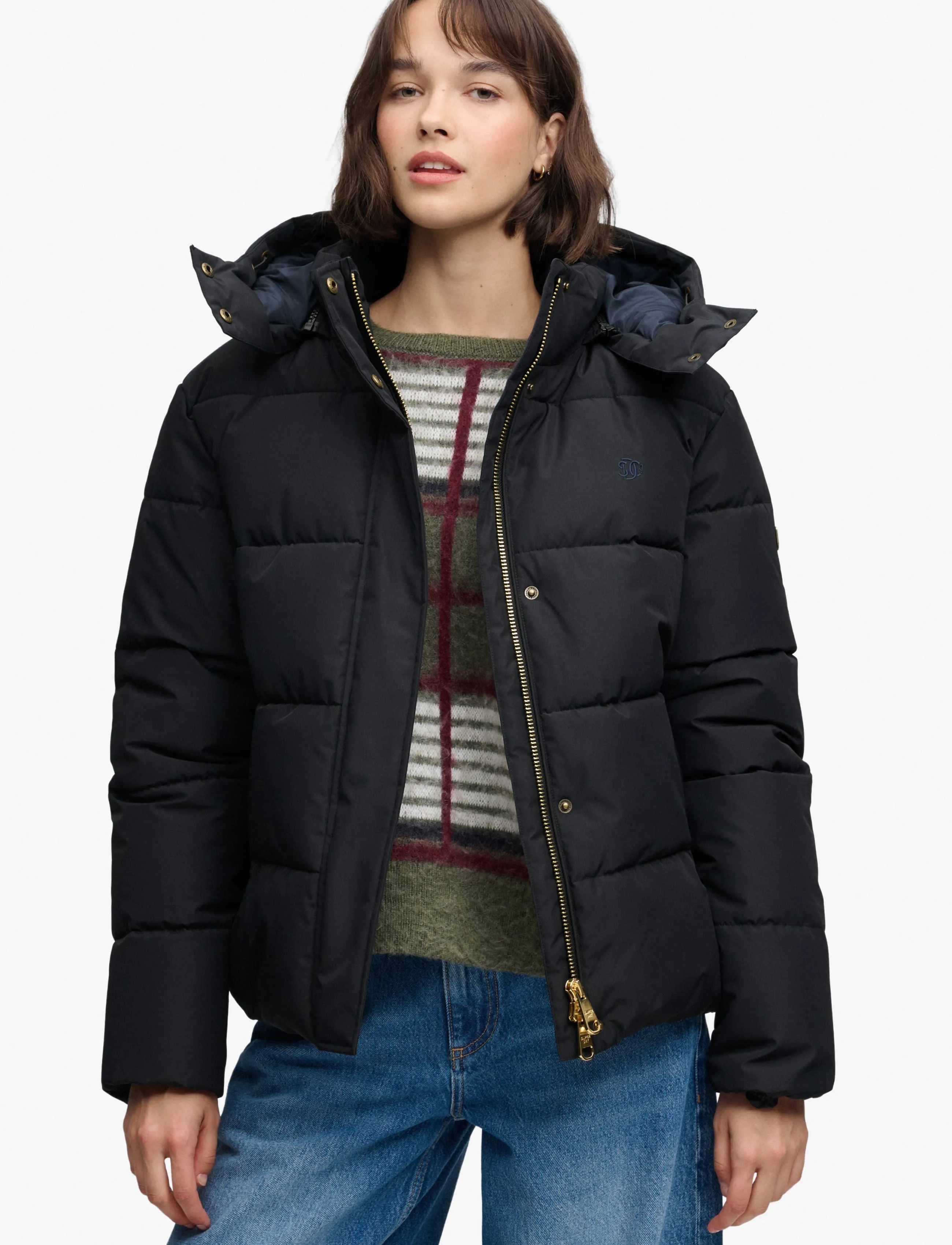 Superdry PREMIUM HOOD PUFFER JKT - Winter jackets - BLACK / black