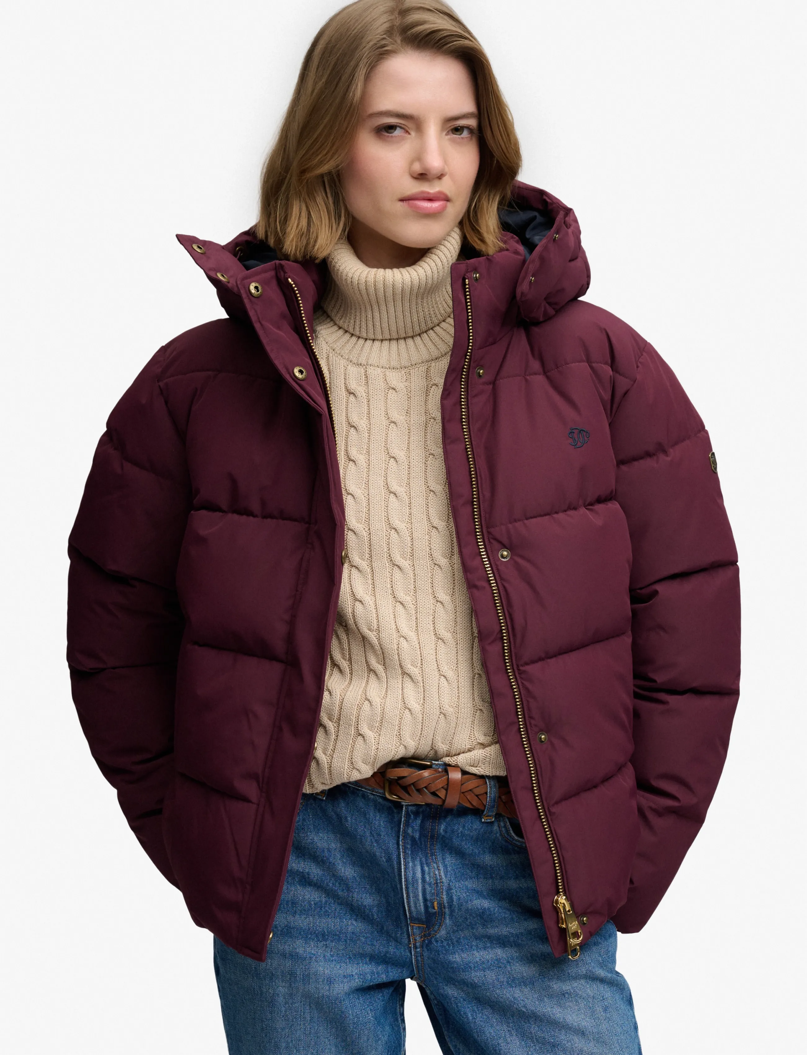 Superdry PREMIUM HOOD PUFFER JKT - Superdry - FIG PURPLE / burgundy