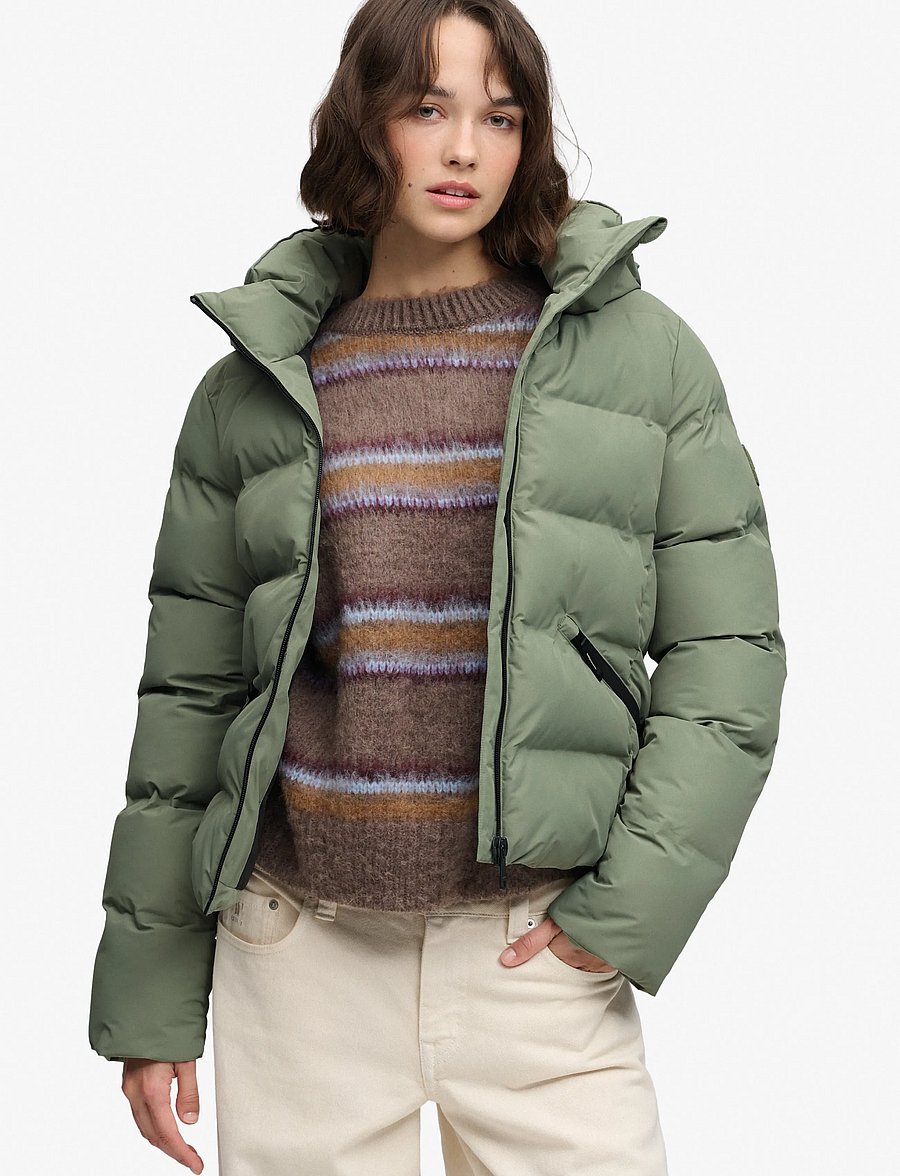 Superdry - HOODED CITY PADDED JACKET - winterjacken - light khaki green - 0