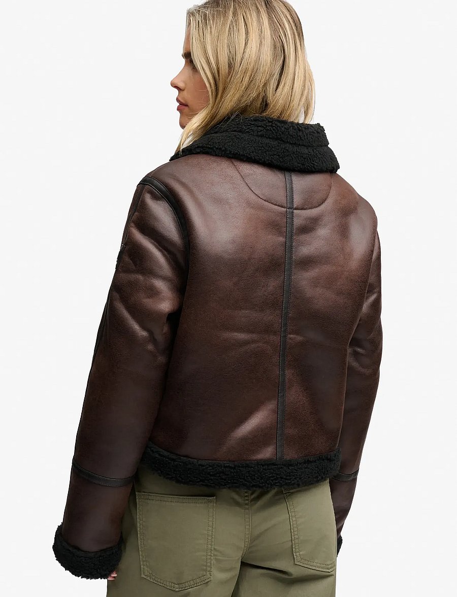Superdry - FAUX SHEARLING JACKET - bomber jackets - chocolate brown - 2