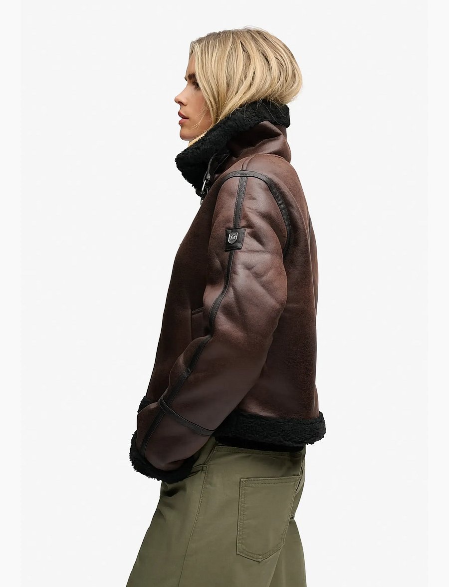 Superdry - FAUX SHEARLING JACKET - bomber jackets - chocolate brown - 5