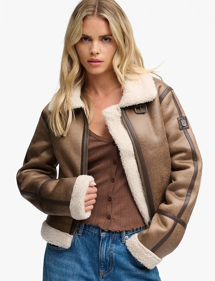Superdry - FAUX SHEARLING JACKET - bomberjacken - taupe - 0