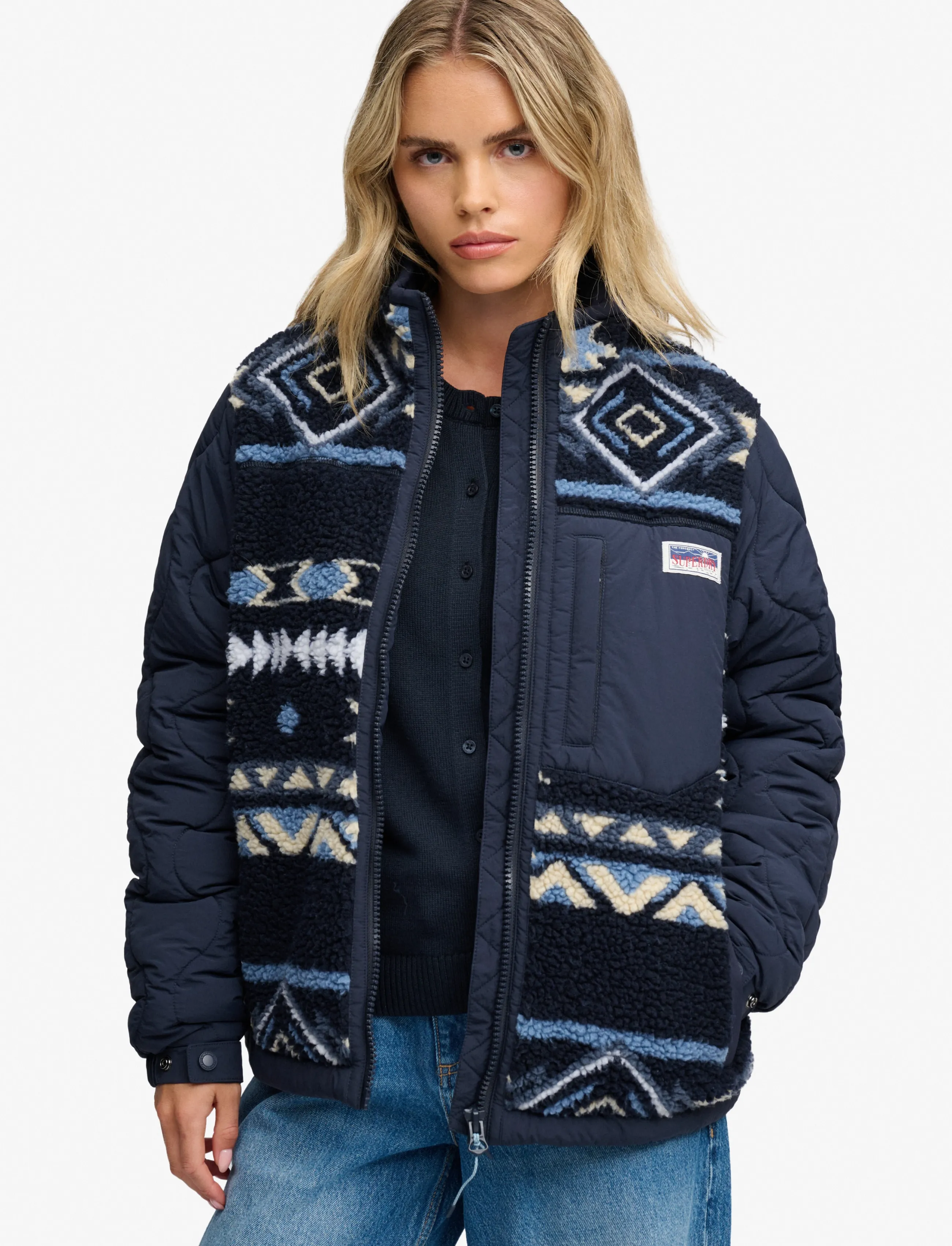 Superdry FLEECE ONION QUILT HYBRID - Kleidung - BLUE AZTEC / navy