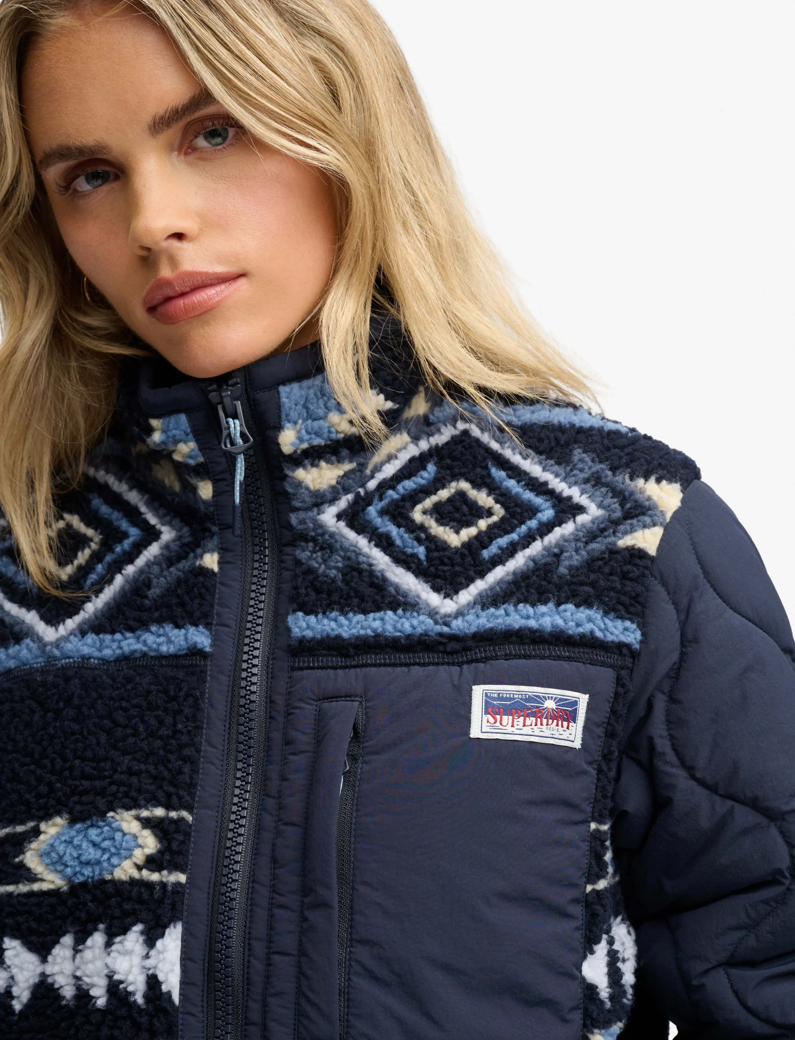 Superdry - FLEECE ONION QUILT HYBRID - steppjacken - blue aztec - 3