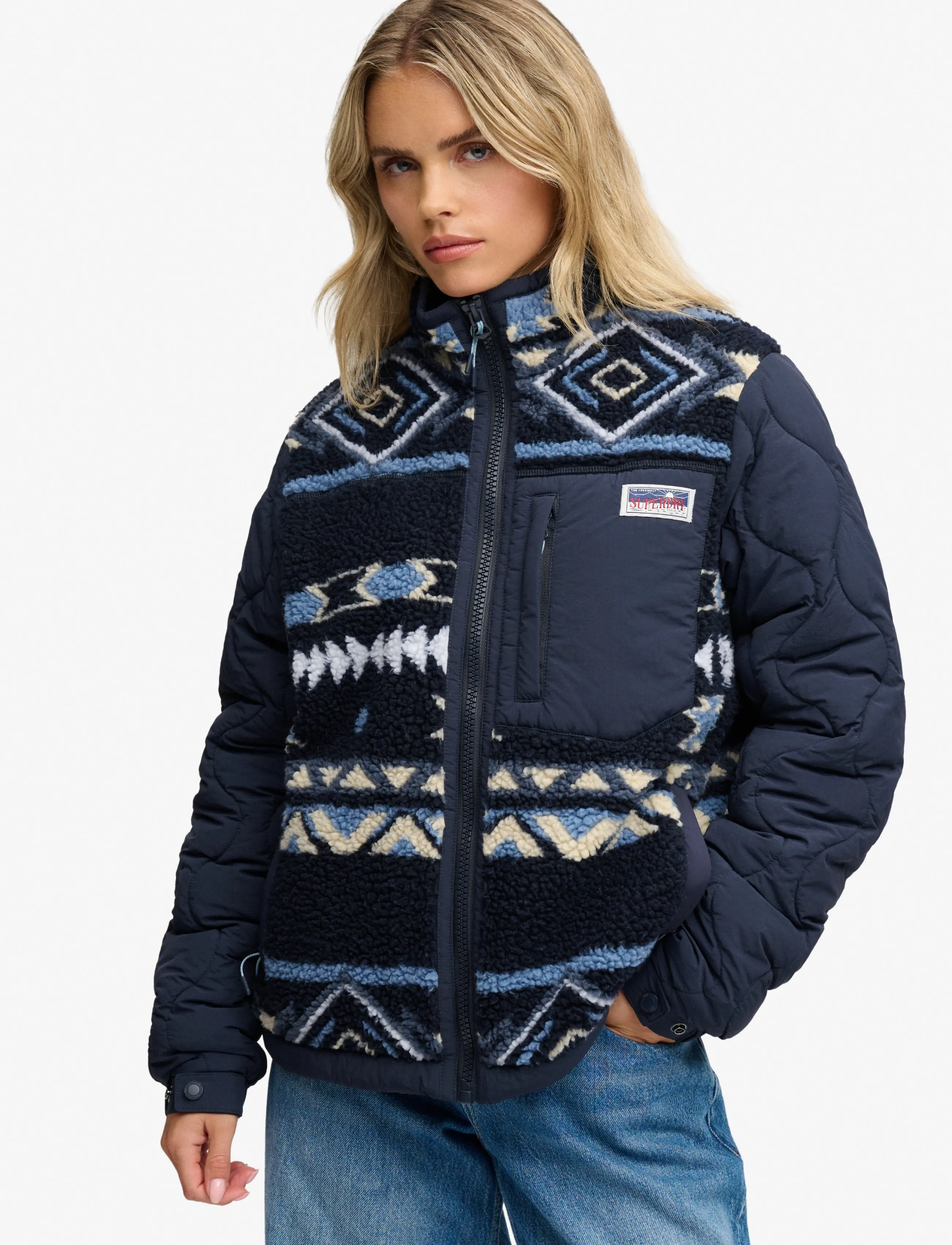 Superdry - FLEECE ONION QUILT HYBRID - steppjacken - blue aztec - 4