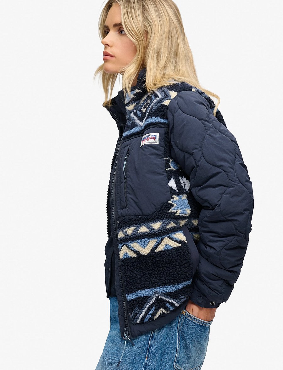 Superdry - FLEECE ONION QUILT HYBRID - steppjacken - blue aztec - 5