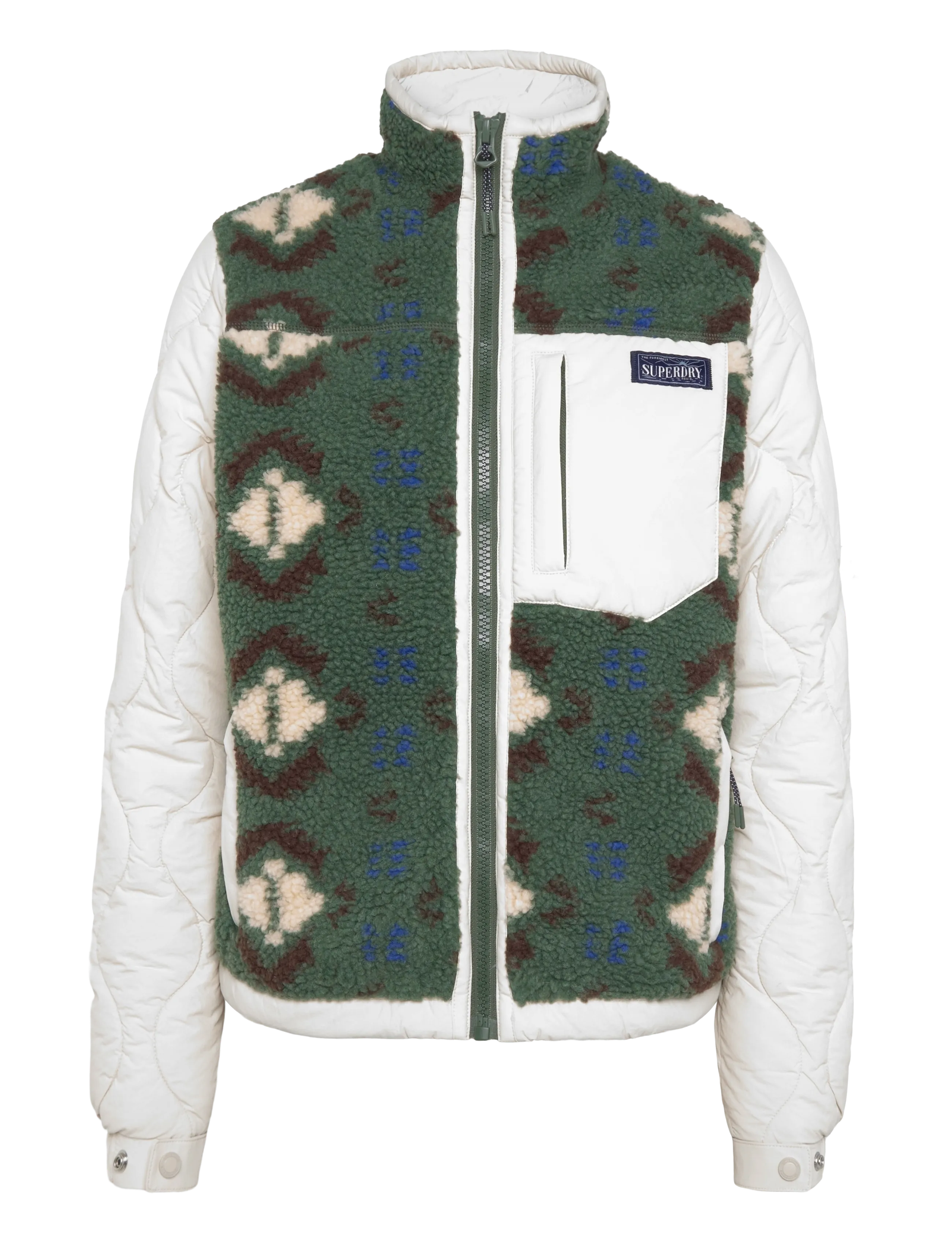 Superdry FLEECE ONION QUILT HYBRID - Quilted Jackets - KHAKI AZTEC / khaki/green