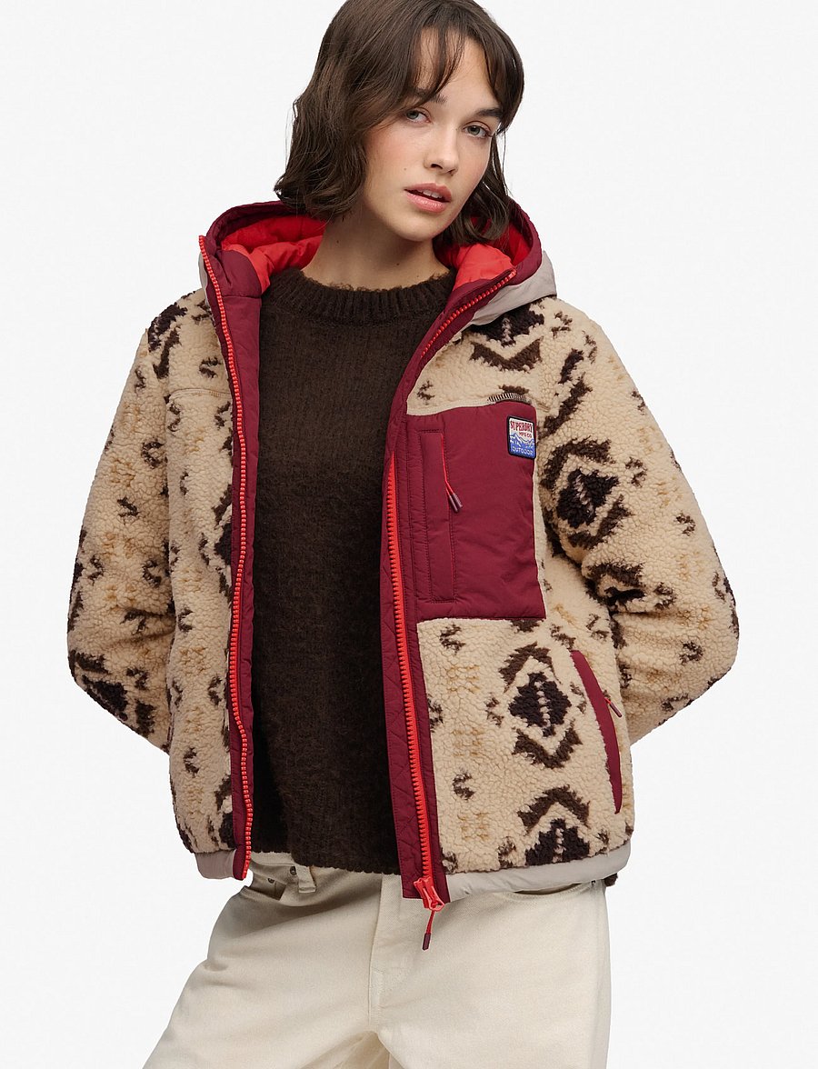 Superdry - SHERPA JAQUARD FLEECE HYBRID - winterjacken - cream aztec - 0