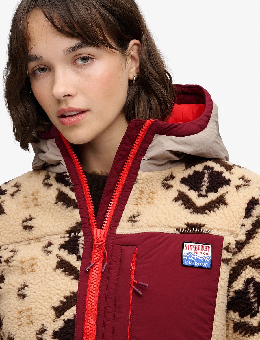 Superdry - SHERPA JAQUARD FLEECE HYBRID - winterjacken - cream aztec - 4