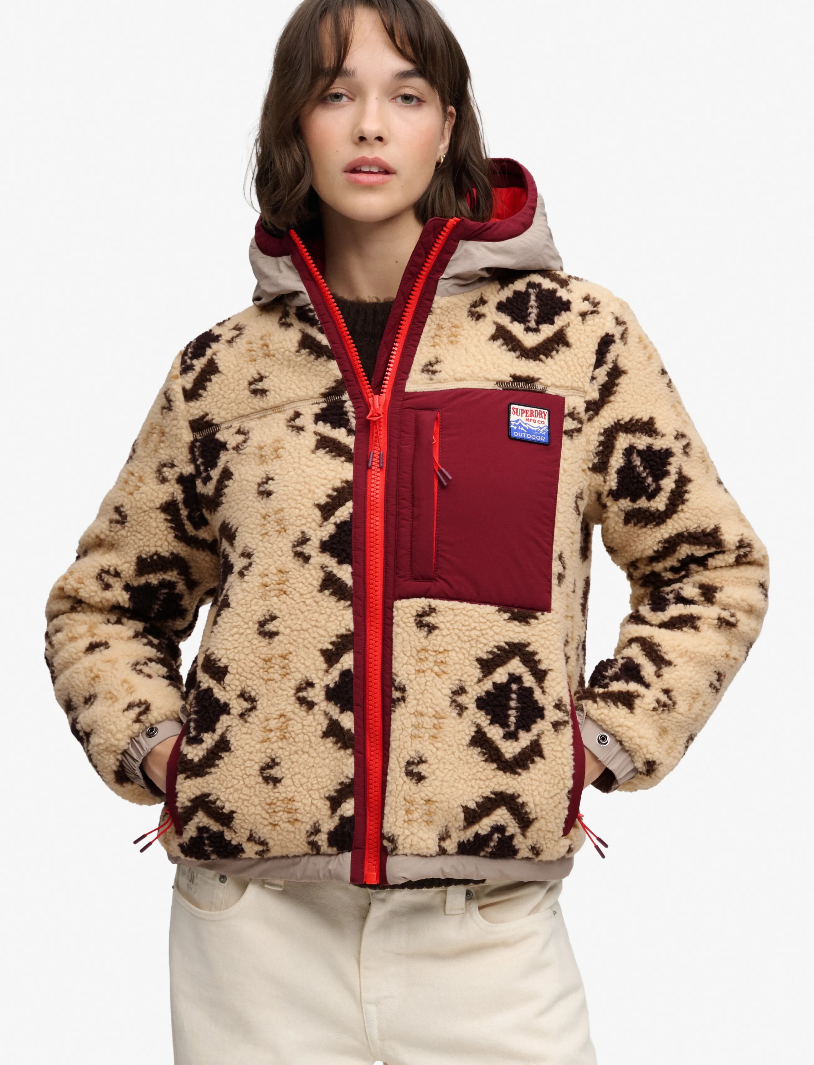 Superdry - SHERPA JAQUARD FLEECE HYBRID - winterjacken - cream aztec - 5
