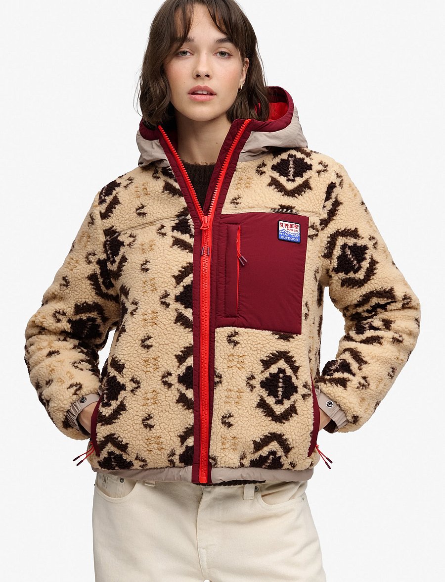 Superdry - SHERPA JAQUARD FLEECE HYBRID - winterjacken - cream aztec - 5