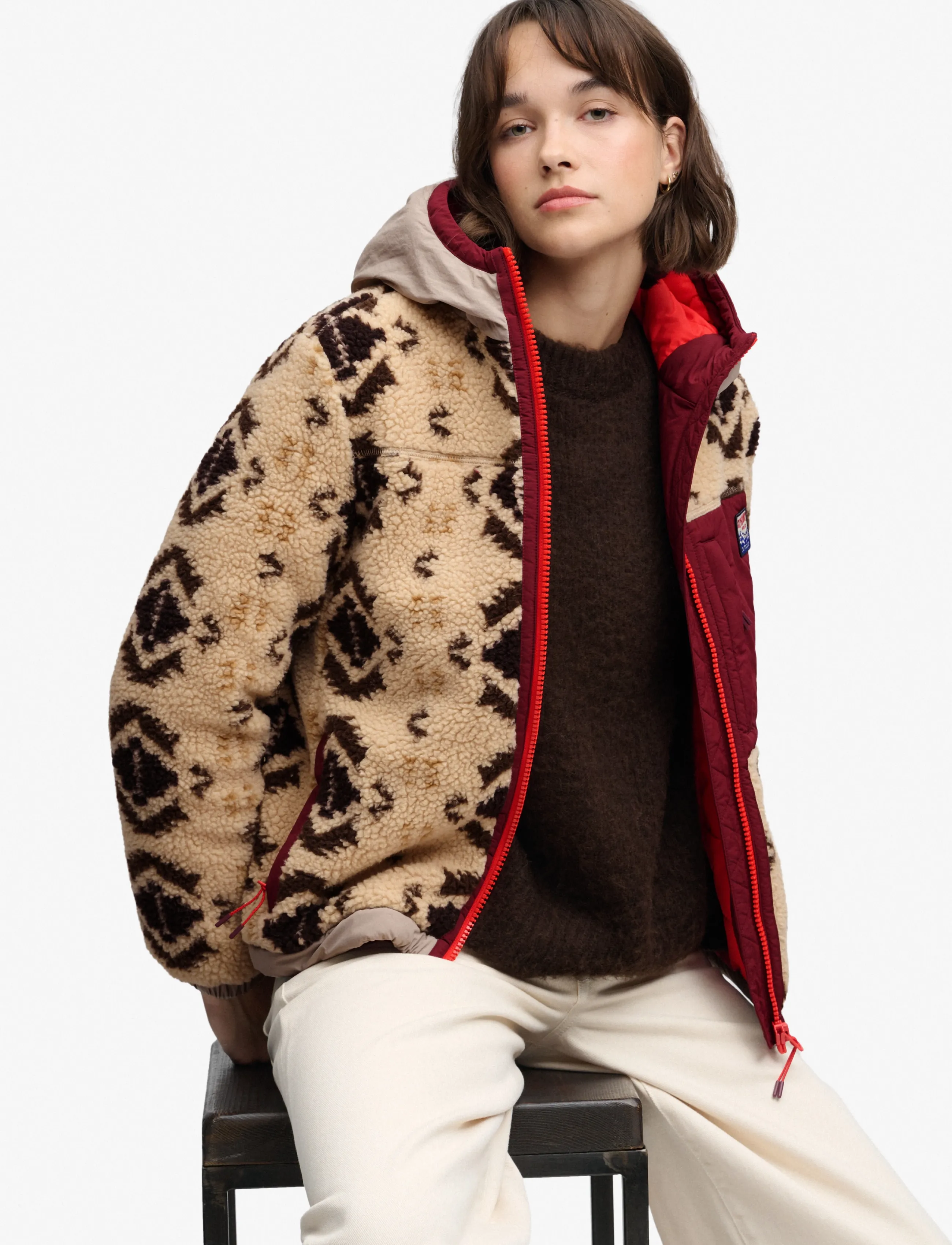 Superdry Sherpa Jaquard Fleece Hybrid jackor dam – bild 5