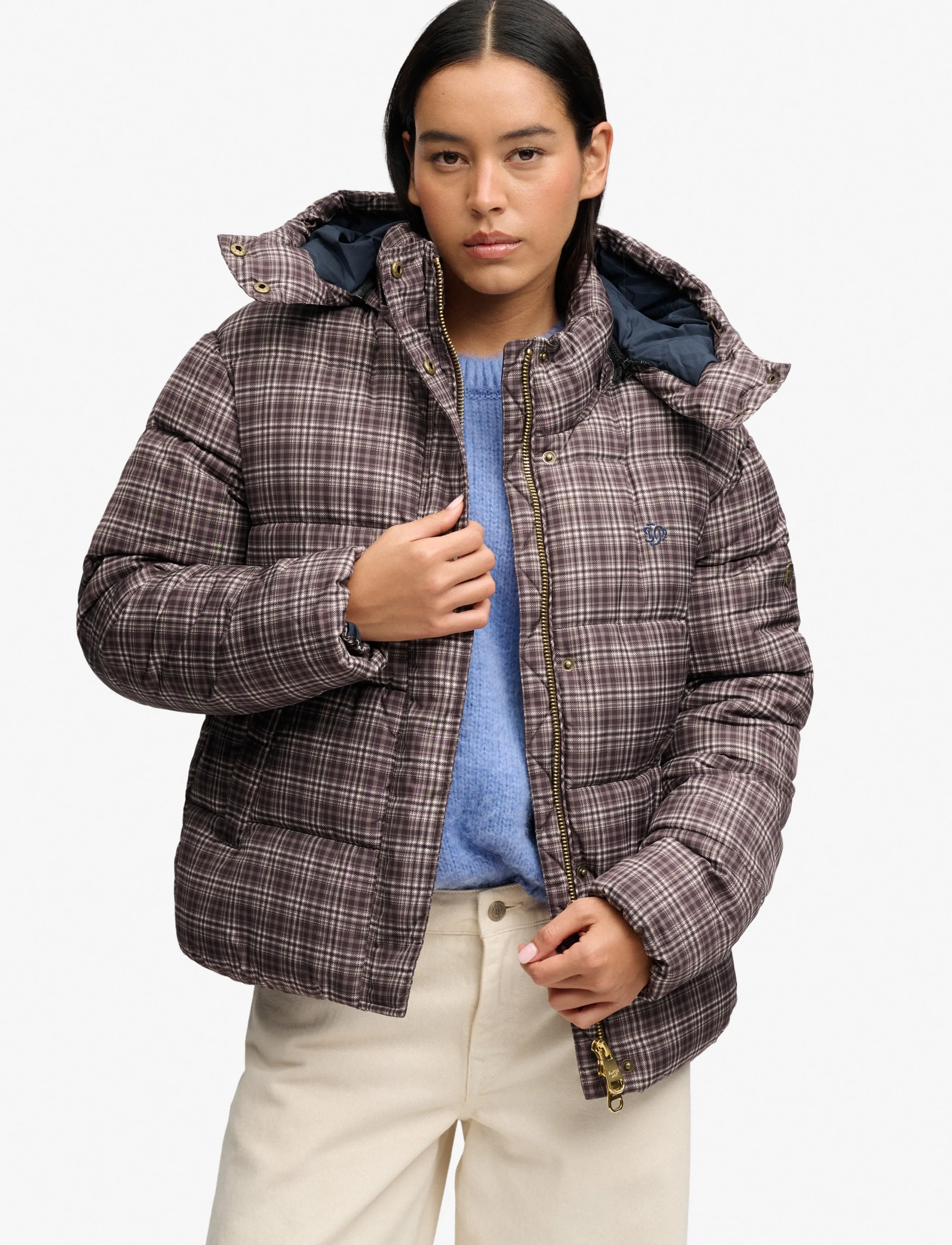 Superdry PREMIUM PRINTED CHECK PUFFER - Jackets & Coats - CHESTNUT BROWN CHECK / brown
