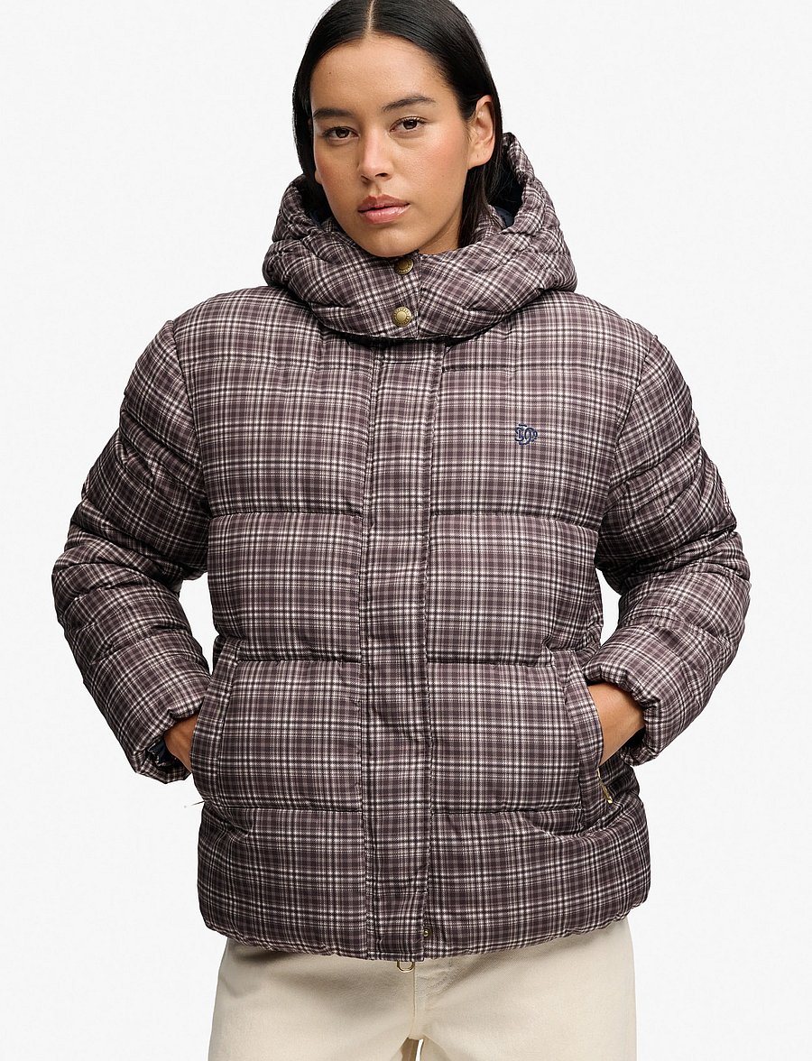 Superdry - PREMIUM PRINTED CHECK PUFFER - coats - chestnut brown check - 4