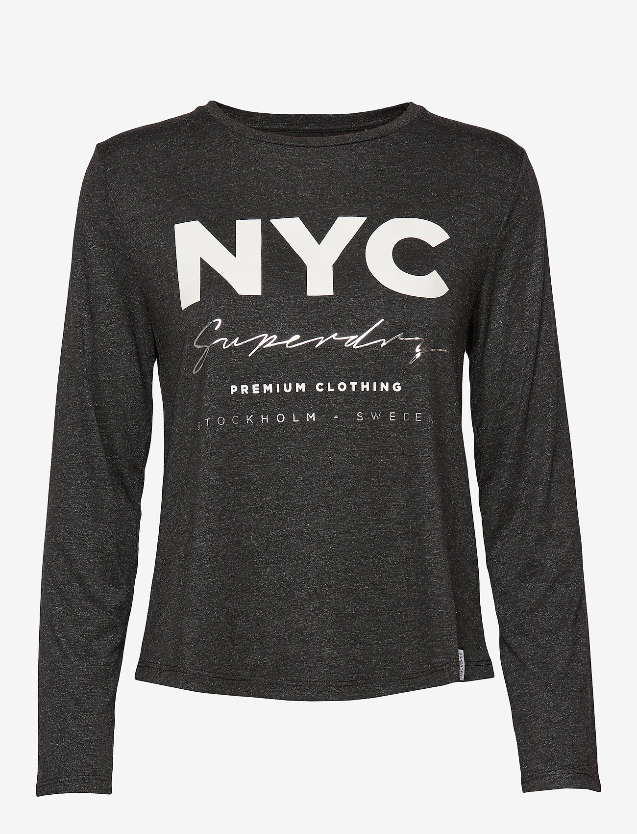 Superdry - SPARKLE LONGSLEEVE GRAPHIC TOP - charcoal marl - 0