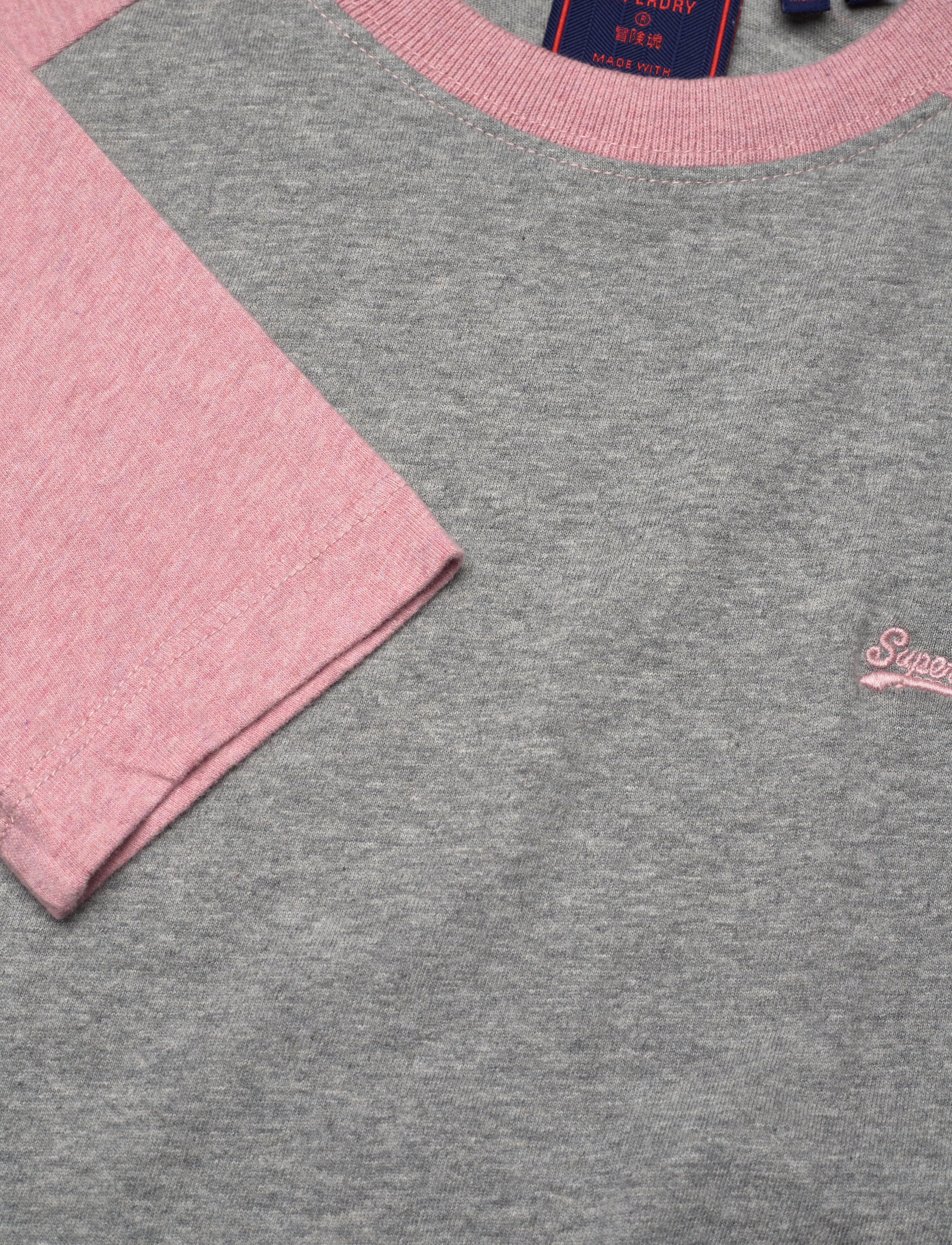 Superdry - VINTAGE BASEBALL TOP - grey marl/la soft pink marl - 2