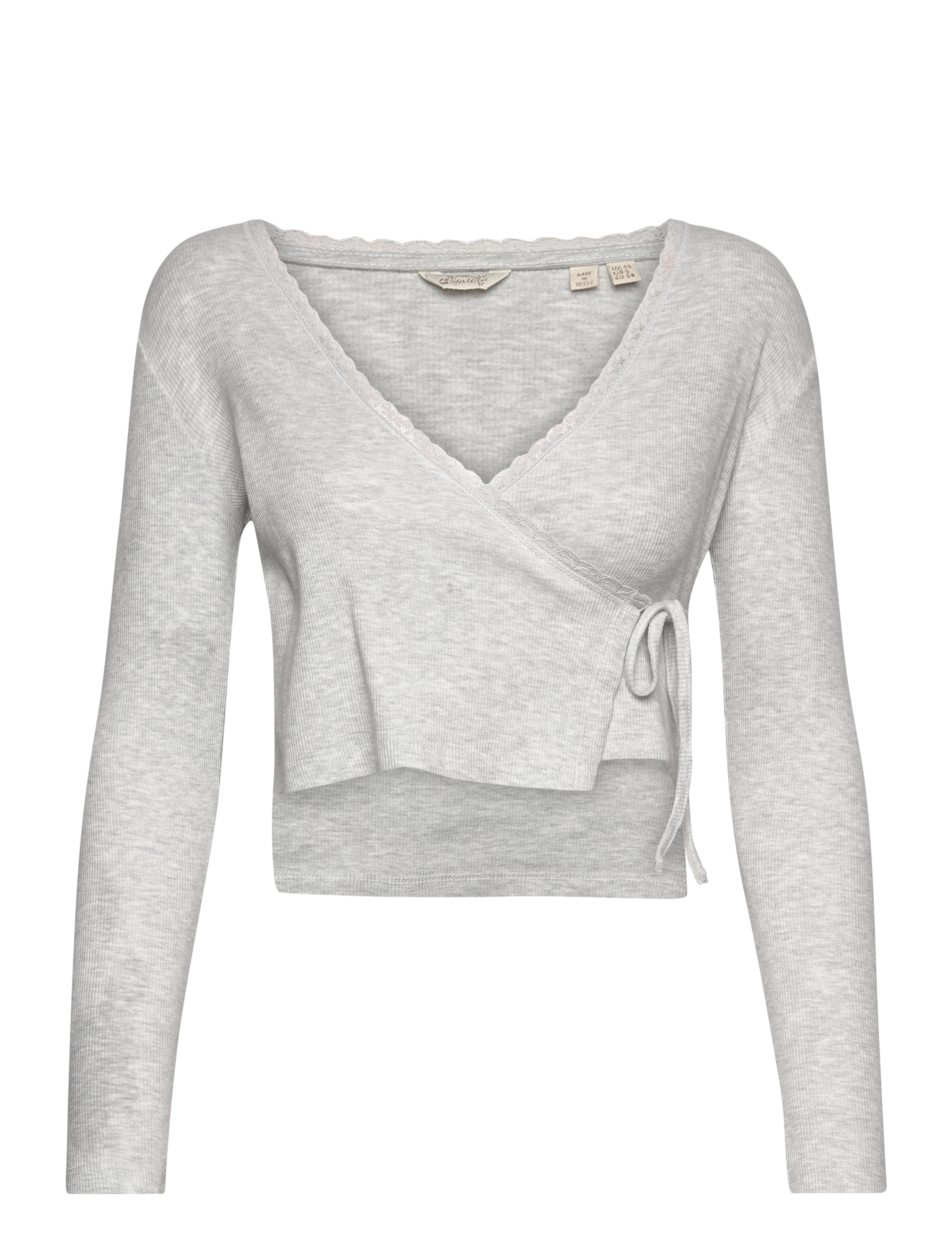 VINTAGE LS WRAP OVER TOP - GLACIER GREY MARL