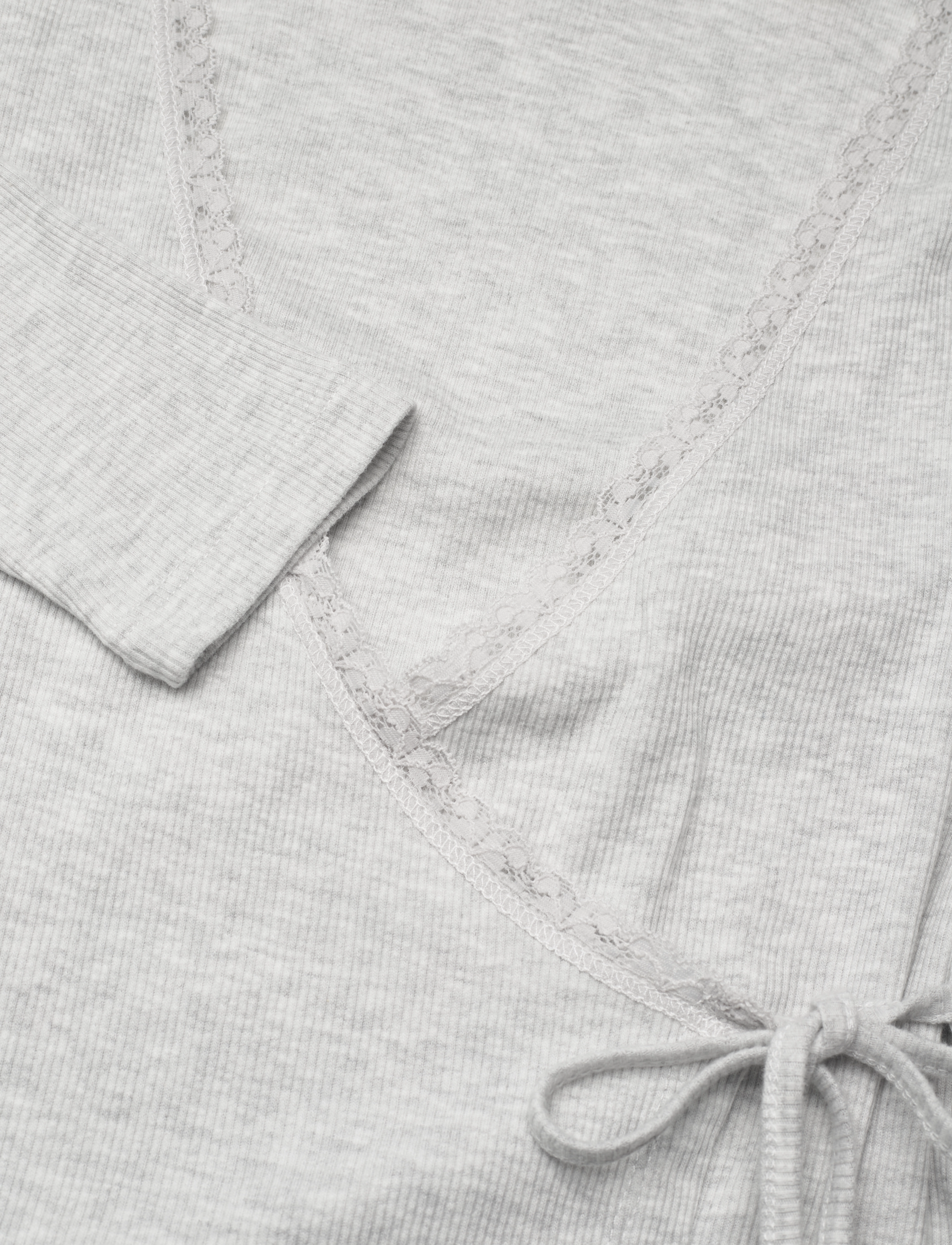 Superdry - VINTAGE LS WRAP OVER TOP - glacier grey marl - 2