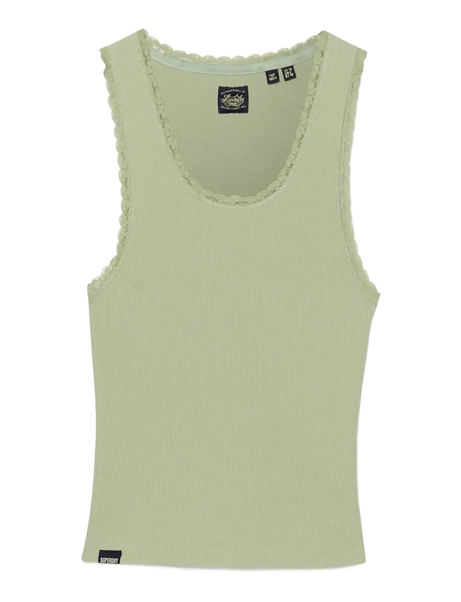 Superdry - VINTAGE LACE TRIM VEST - varrukateta topid - surf spray green - 1