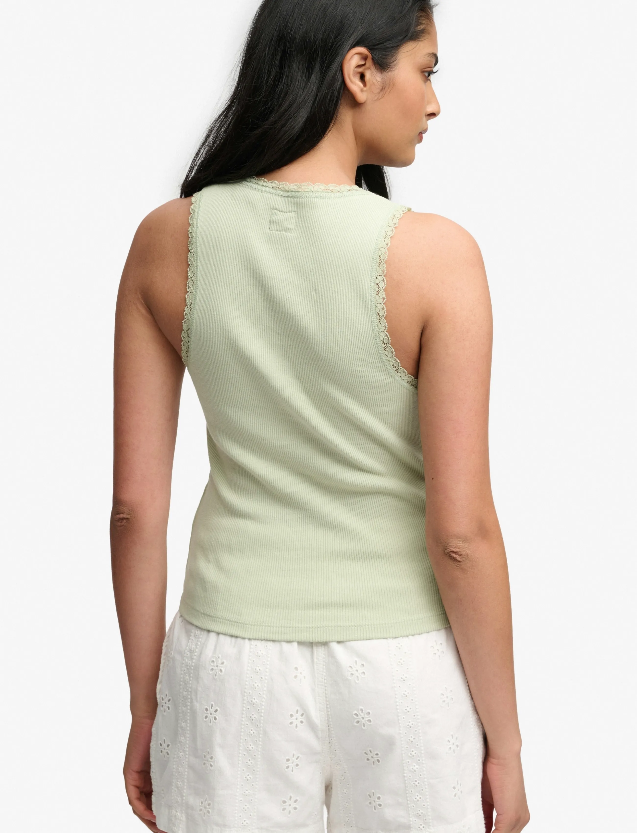Superdry - VINTAGE LACE TRIM VEST - stickade västar - surf spray green - 2
