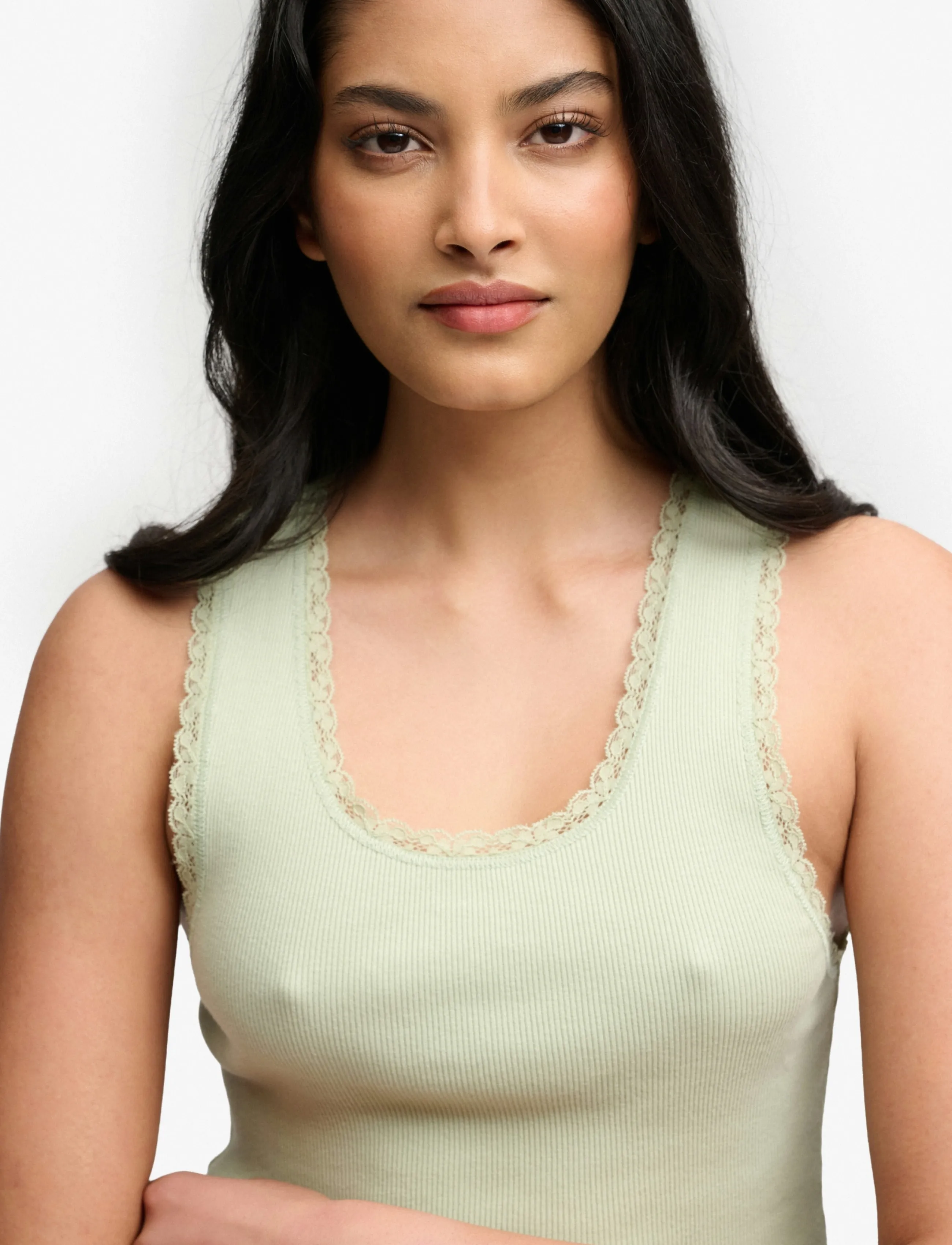 Superdry - VINTAGE LACE TRIM VEST - stickade västar - surf spray green - 3