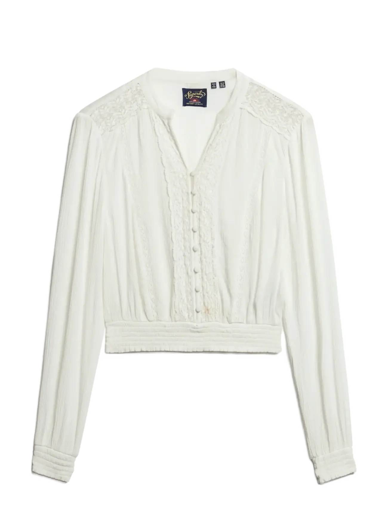 Superdry LS LACE TRIM SMOCKED BLOUSE - Everyday Style - ECRU / cream