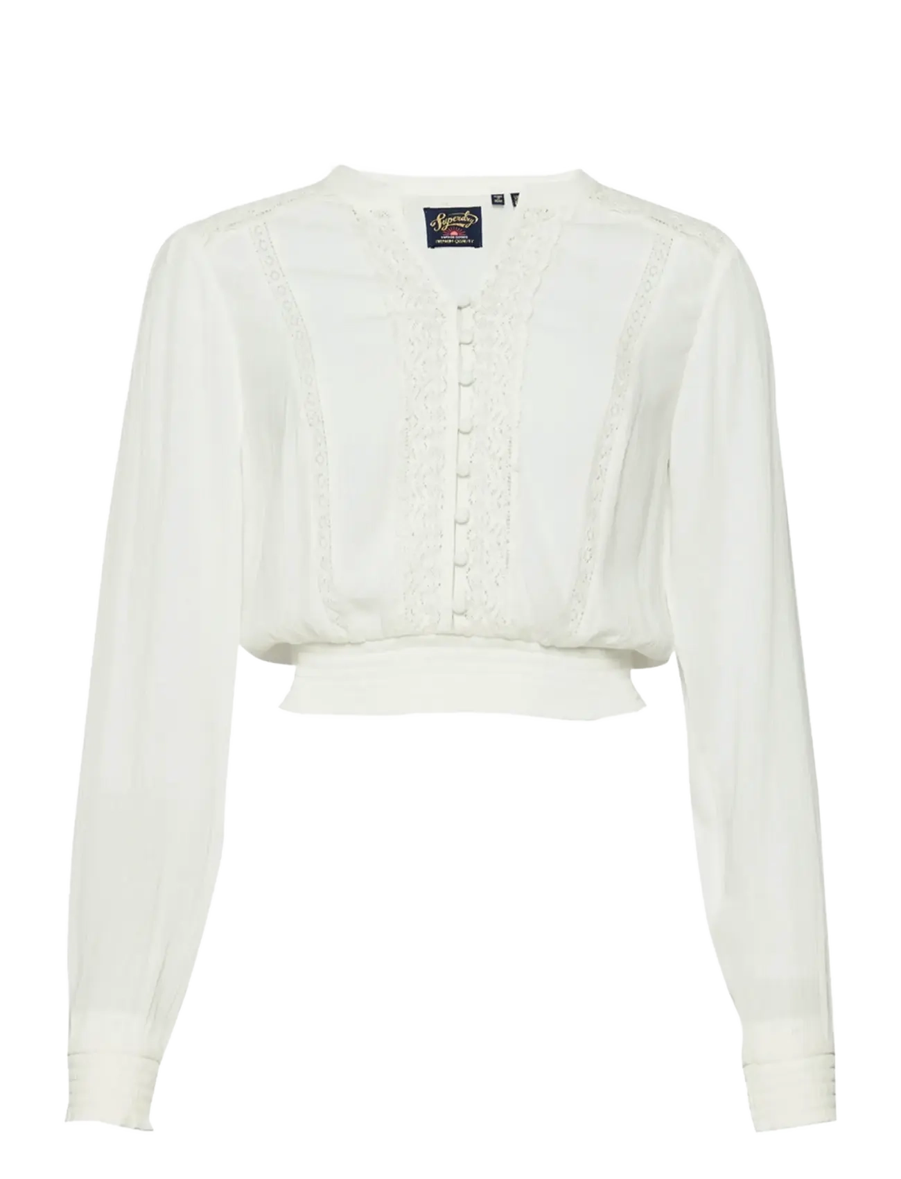 Superdry - LS LACE TRIM SMOCKED BLOUSE - long sleeved blouses - ecru - 3