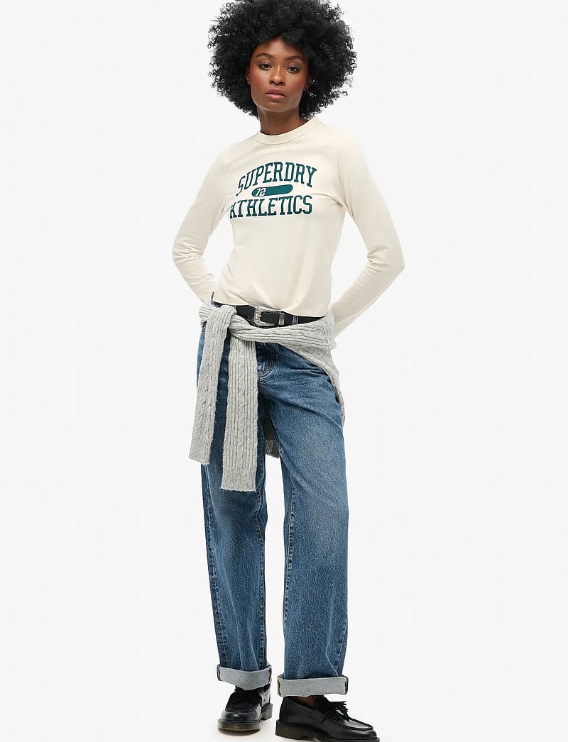 Superdry - ATHLETIC RINGER SLIM L/S TOP - långärmade toppar - turtledove cream - 2