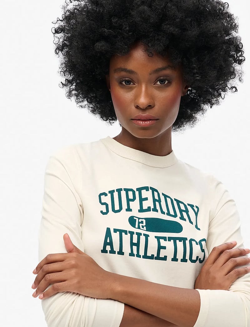 Superdry - ATHLETIC RINGER SLIM L/S TOP - långärmade toppar - turtledove cream - 3