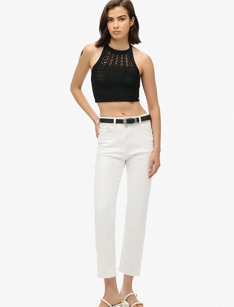 Superdry - CROP HALTER CROCHET TOP - crop tops - black - 2