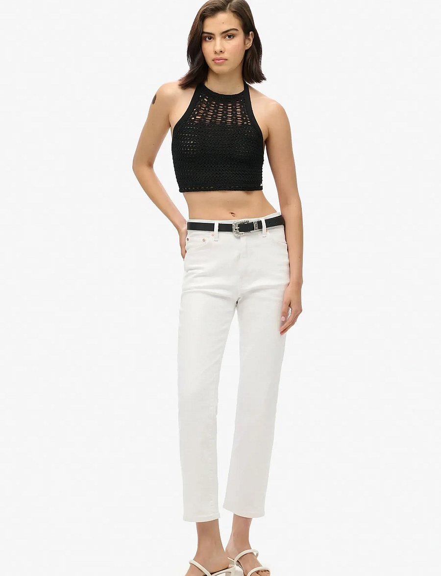 Superdry - CROP HALTER CROCHET TOP - crop tops - black - 2