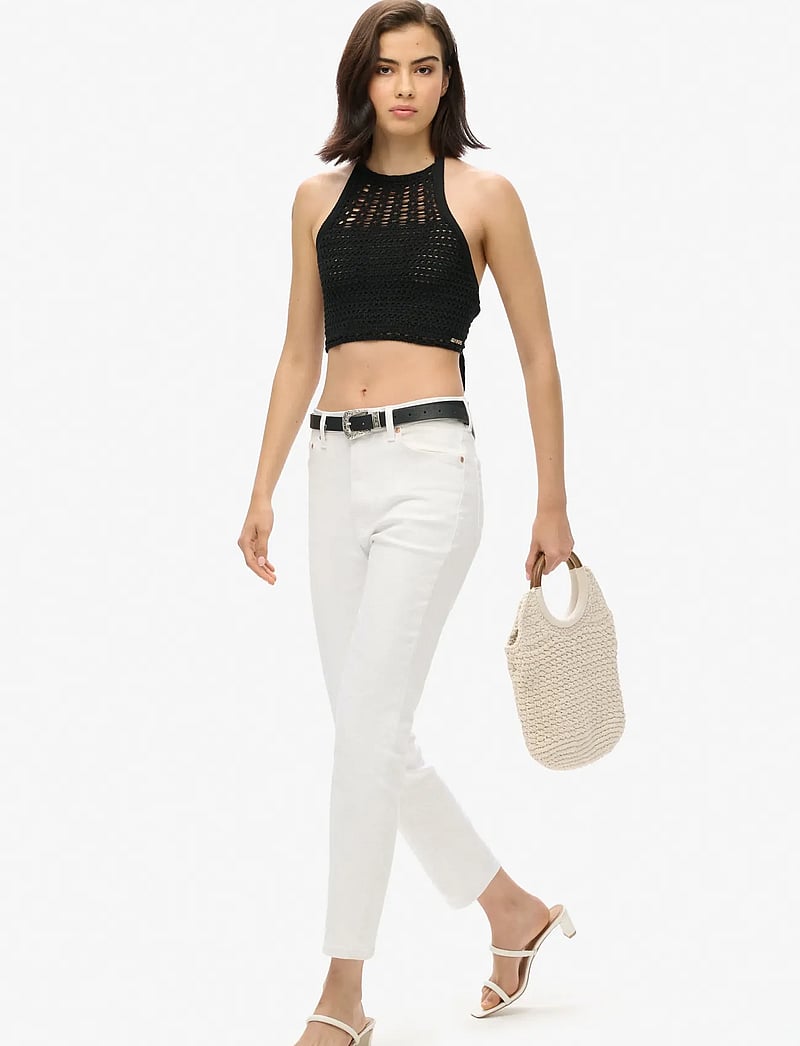 Superdry - CROP HALTER CROCHET TOP - crop tops - black - 4