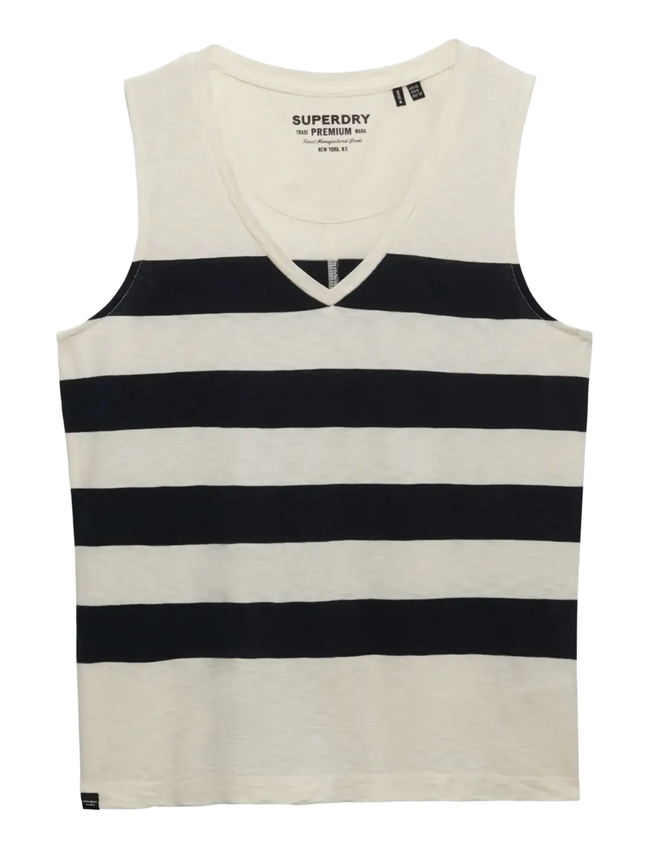 Superdry STUDIOS VEE NECK VEST - Ærmeløse bluser - OFF WHITE/NAVY WIDE STRIPE / cream
