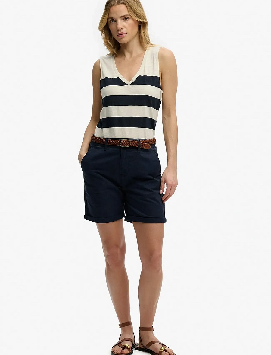 Superdry - STUDIOS VEE NECK VEST - blouses sans manches - off white/navy wide stripe - 4