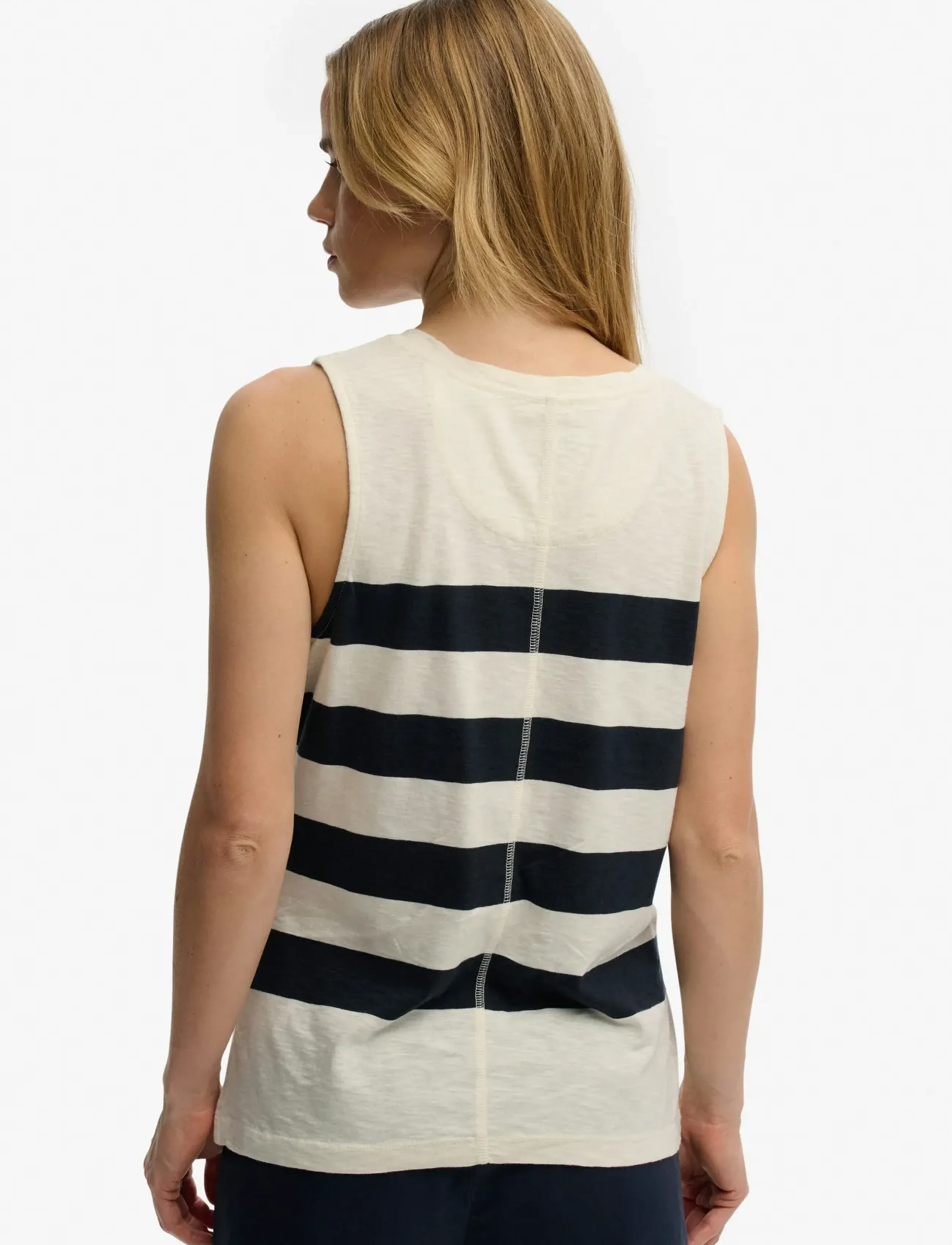 Superdry - STUDIOS VEE NECK VEST - Ærmeløse bluser - off white/navy wide stripe - 5