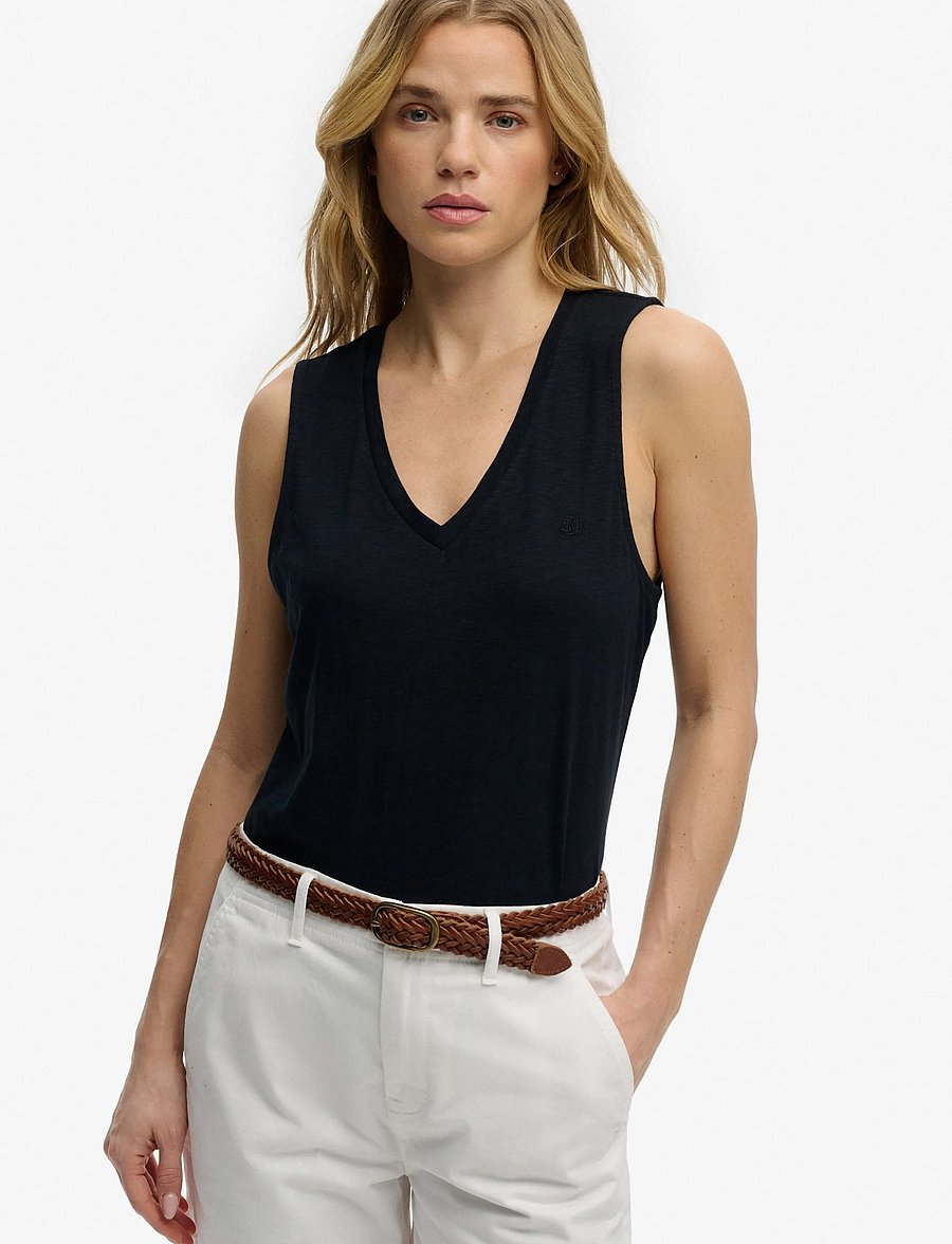 Superdry - STUDIOS VEE NECK VEST - Ärmellose blusen - eclipse navy - 0
