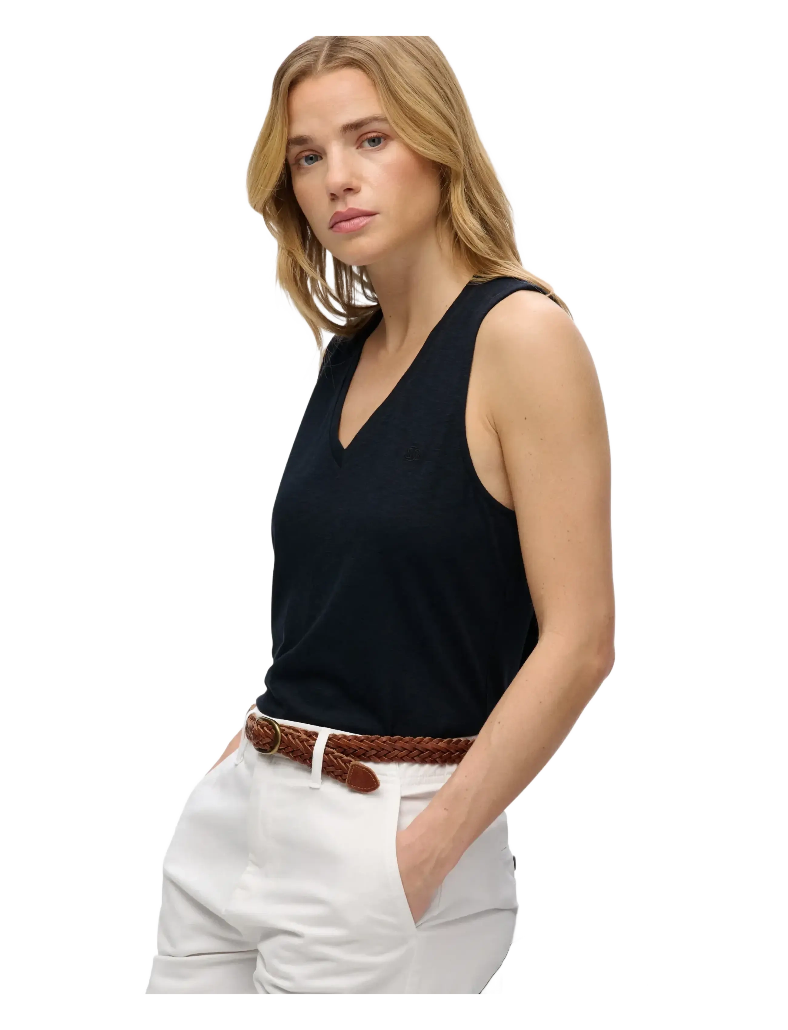 Superdry - STUDIOS VEE NECK VEST - ermeløse bluser - eclipse navy - 2