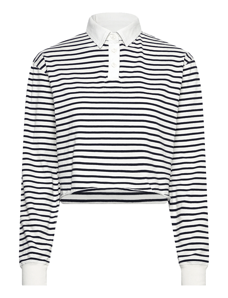 Superdry - ATH ESS CROPPED STRIPE RUGBY - nabapluusid - ecru stripe - 1