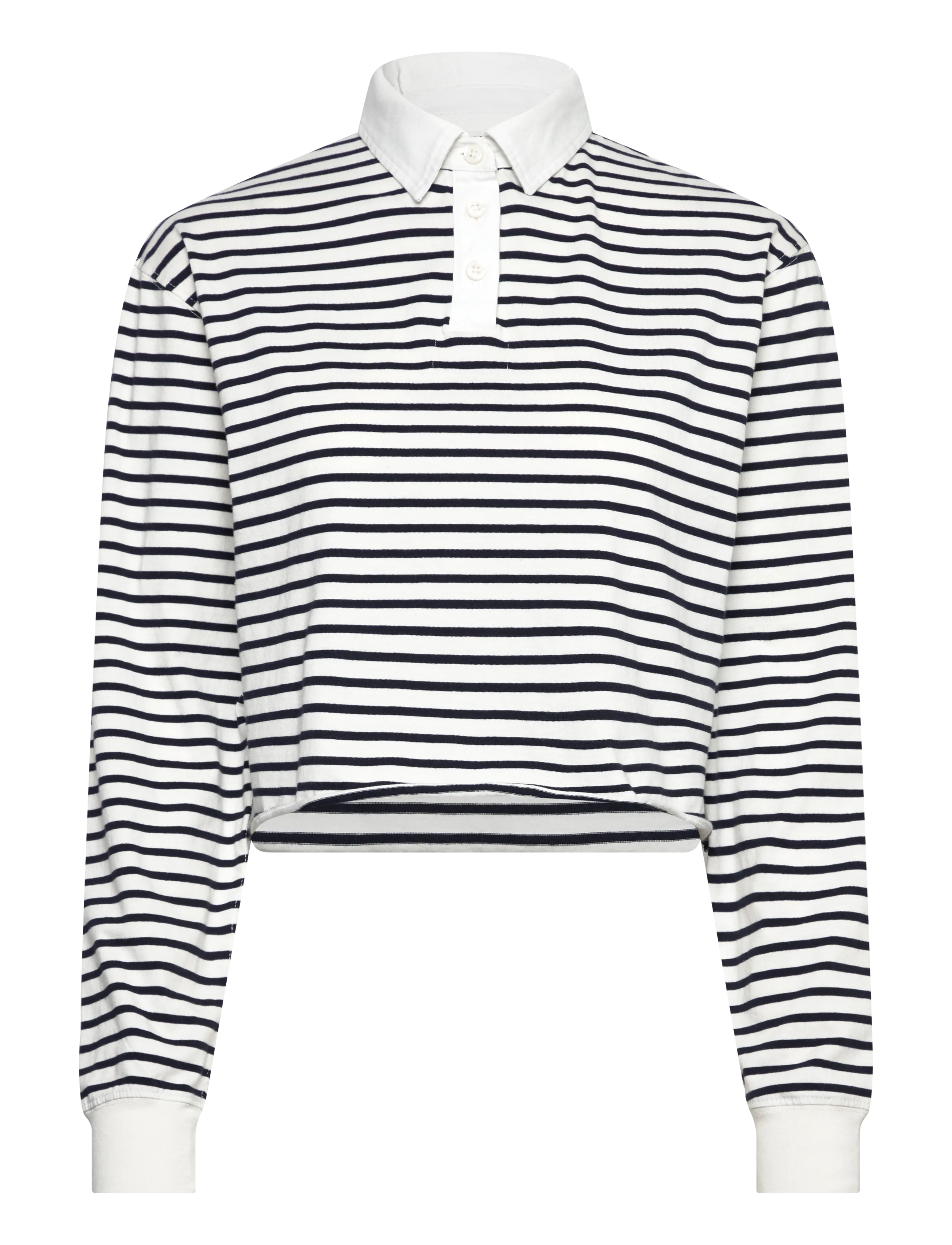 Superdry ATH ESS CROPPED STRIPE RUGBY - Tøj - ECRU STRIPE / white