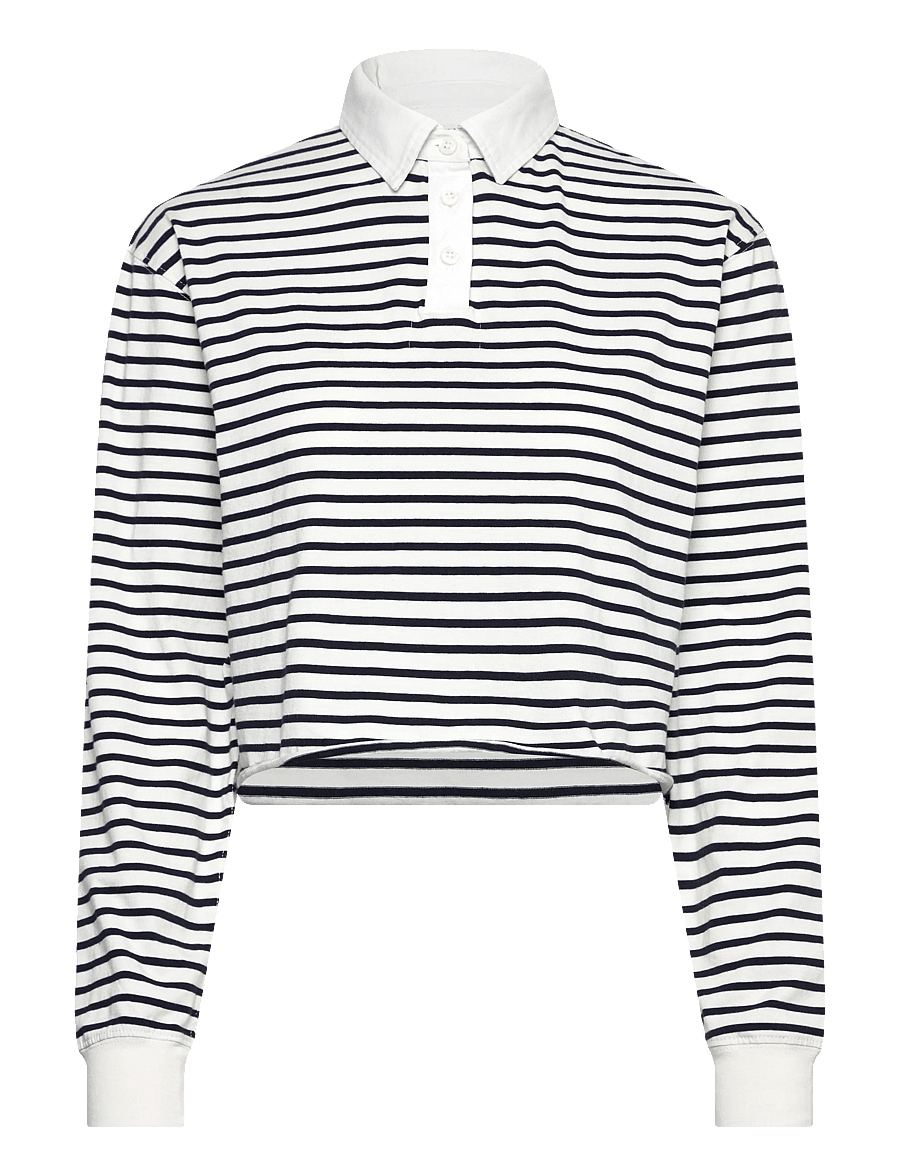 Superdry - ATH ESS CROPPED STRIPE RUGBY - nabapluusid - ecru stripe - 1