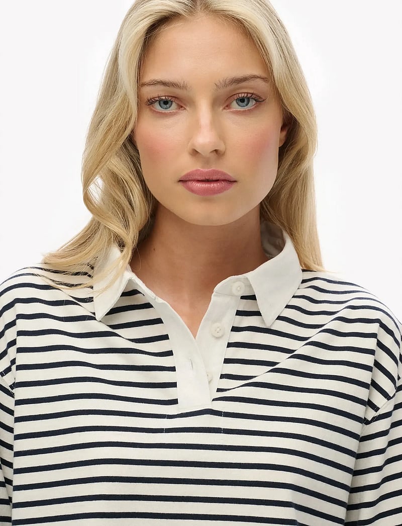 Superdry - ATH ESS CROPPED STRIPE RUGBY - nabapluusid - ecru stripe - 3