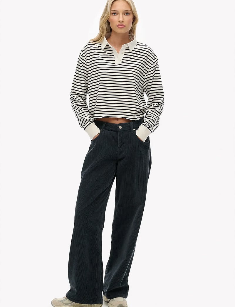 Superdry - ATH ESS CROPPED STRIPE RUGBY - nabapluusid - ecru stripe - 5