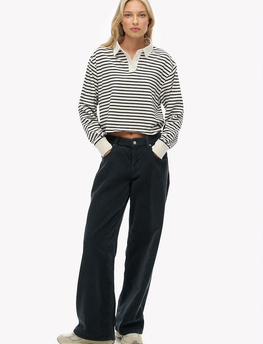 Superdry - ATH ESS CROPPED STRIPE RUGBY - nabapluusid - ecru stripe - 5