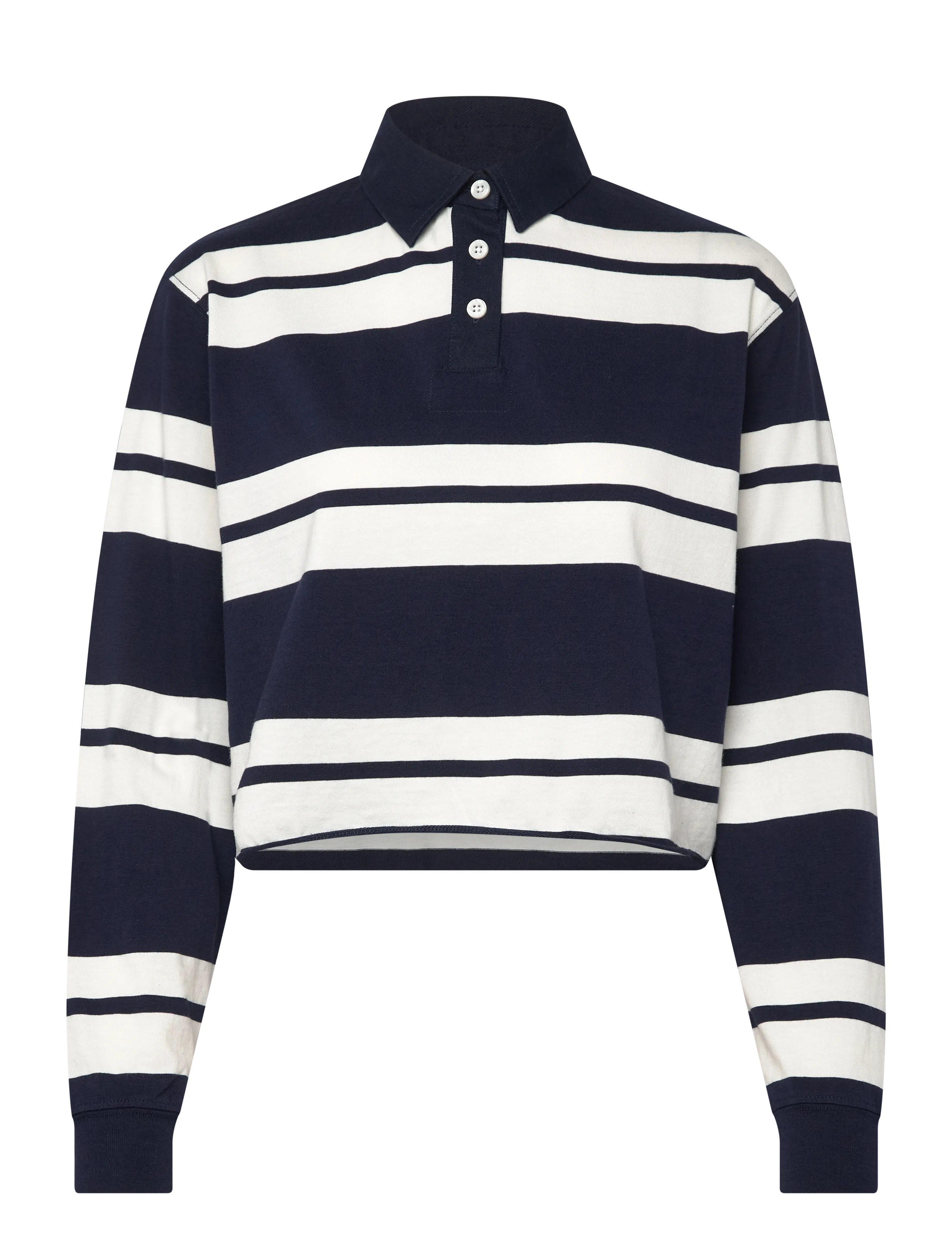 Superdry ATH ESS CROPPED STRIPE RUGBY - Tøj - RICHEST NAVY STRIPE / navy