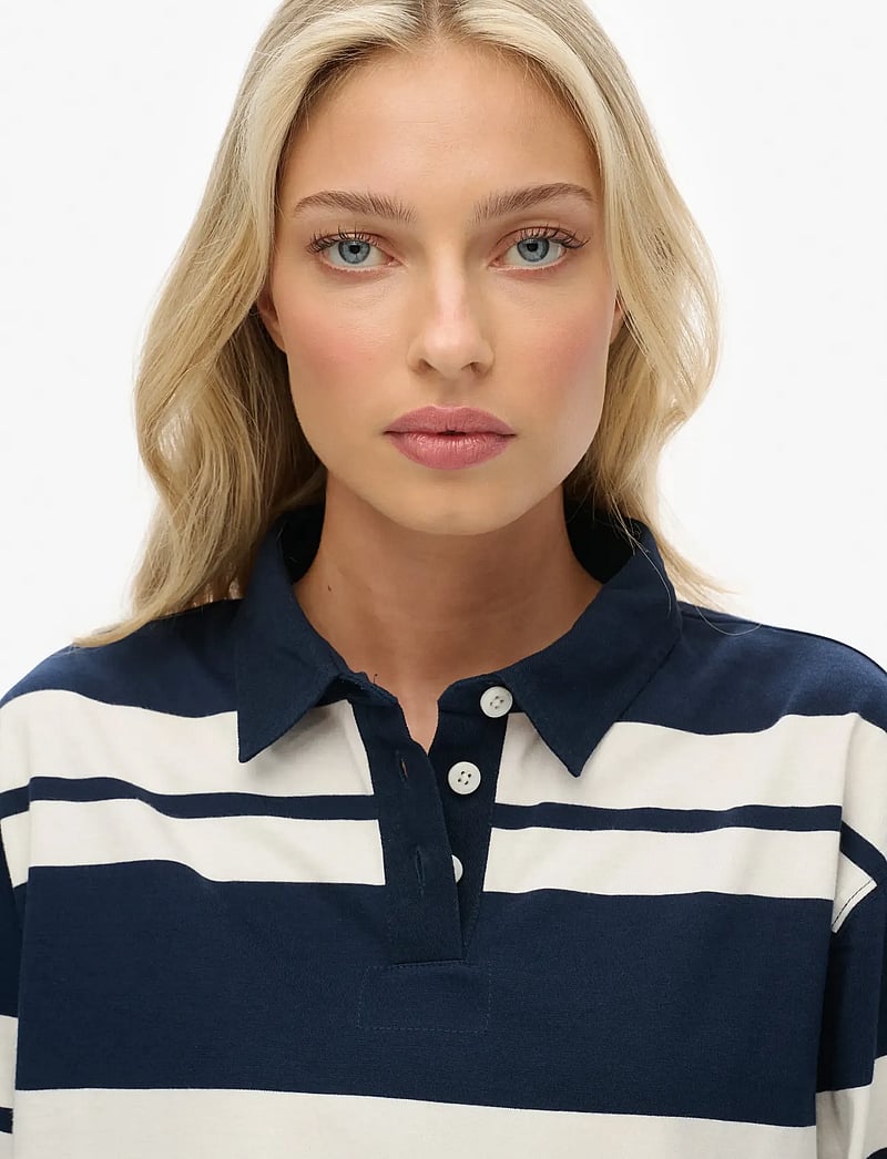 Superdry - ATH ESS CROPPED STRIPE RUGBY - hauts courts - richest navy stripe - 3