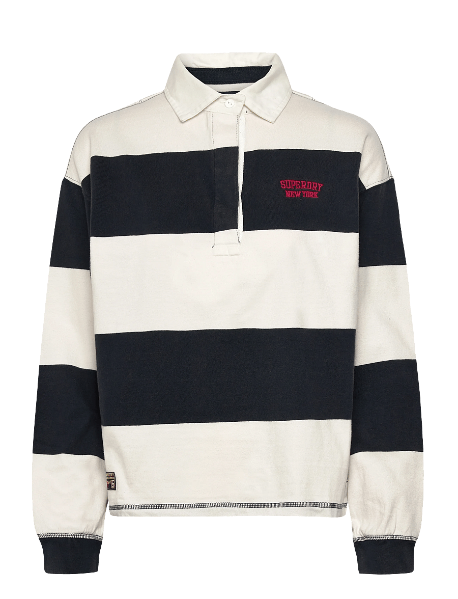 Superdry - HERITAGE STRIPE RUGBY TOP - pikéer - navy/ecru - 1