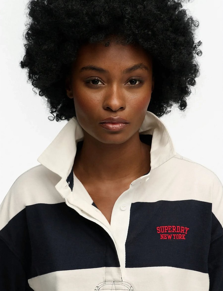 Superdry - HERITAGE STRIPE RUGBY TOP - pikéer - navy/ecru - 4